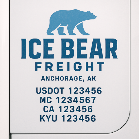 Custom Truck Door Lettering Sticker Decal Signs With Company Name, Location, USDOT, MC, CA, KYU, GVW & More | Create Your Own USDOT Truck Door Sign