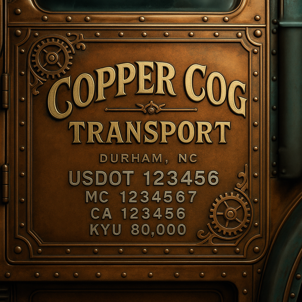 Custom Truck Door Lettering Sticker Decal Signs With Company Name, Location, USDOT, MC, CA, KYU, GVW & More | Create Your Own USDOT Truck Door Sign