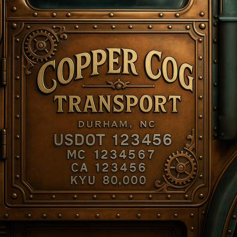 Custom Truck Door Lettering Sticker Decal Signs With Company Name, Location, USDOT, MC, CA, KYU, GVW & More | Create Your Own USDOT Truck Door Sign