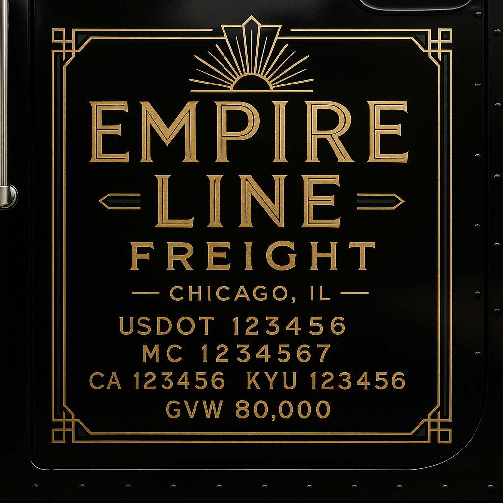 Custom Truck Door Lettering Sticker Decal Signs With Company Name, Location, USDOT, MC, CA, KYU, GVW & More | Create Your Own USDOT Truck Door Sign