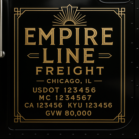Custom Truck Door Lettering Sticker Decal Signs With Company Name, Location, USDOT, MC, CA, KYU, GVW & More | Create Your Own USDOT Truck Door Sign