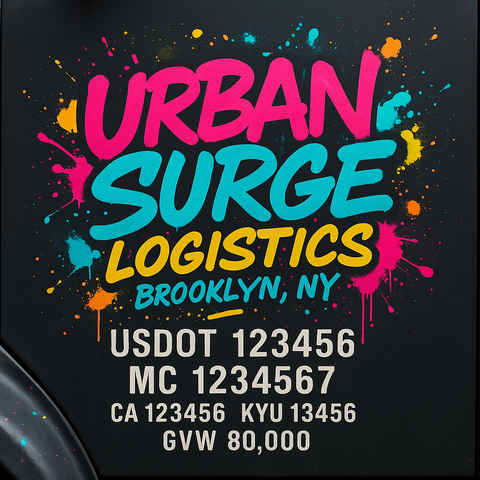 Custom Truck Door Lettering Sticker Decal Signs With Company Name, Location, USDOT, MC, CA, KYU, GVW & More | Create Your Own USDOT Truck Door Sign