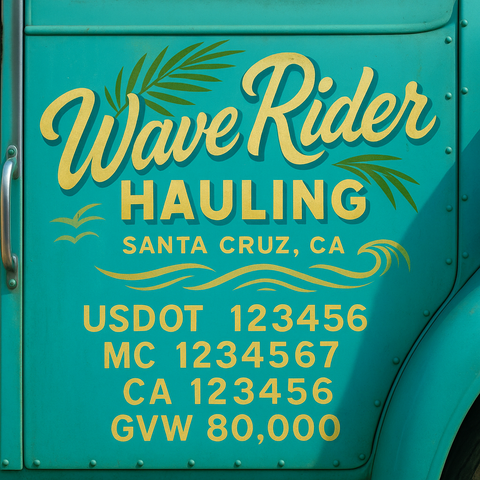 Custom Truck Door Lettering Sticker Decal Signs With Company Name, Location, USDOT, MC, CA, KYU, GVW & More | Create Your Own USDOT Truck Door Sign