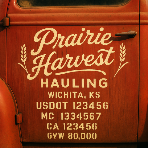 Custom Truck Door Lettering Sticker Decal Signs With Company Name, Location, USDOT, MC, CA, KYU, GVW & More | Create Your Own USDOT Truck Door Sign