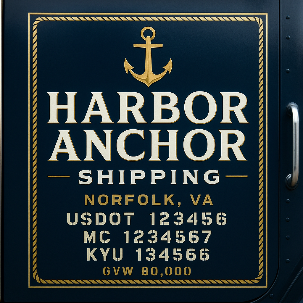 Custom Truck Door Lettering Sticker Decal Signs With Company Name, Location, USDOT, MC, CA, KYU, GVW & More | Create Your Own USDOT Truck Door Sign