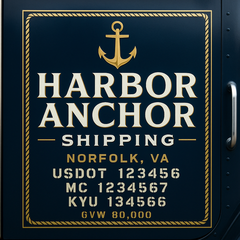 Custom Truck Door Lettering Sticker Decal Signs With Company Name, Location, USDOT, MC, CA, KYU, GVW & More | Create Your Own USDOT Truck Door Sign