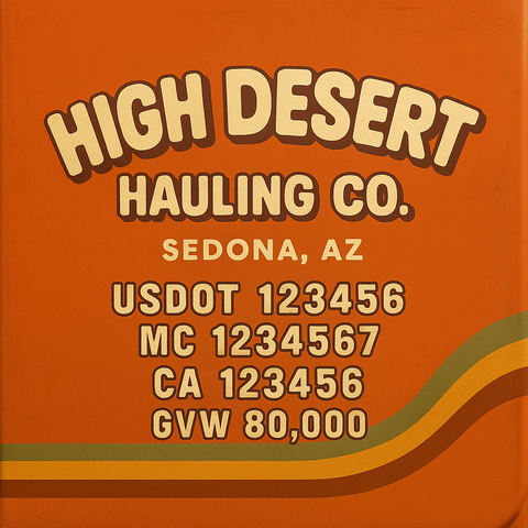 Custom Truck Door Lettering Sticker Decal Signs With Company Name, Location, USDOT, MC, CA, KYU, GVW & More | Create Your Own USDOT Truck Door Sign