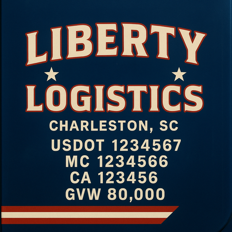 Custom Truck Door Lettering Sticker Decal Signs With Company Name, Location, USDOT, MC, CA, KYU, GVW & More | Create Your Own USDOT Truck Door Sign