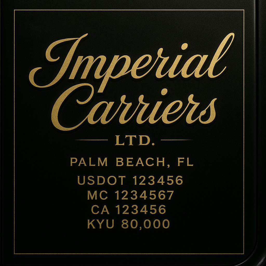 Custom Truck Door Lettering Sticker Decal Signs With Company Name, Location, USDOT, MC, CA, KYU, GVW & More | Create Your Own USDOT Truck Door Sign