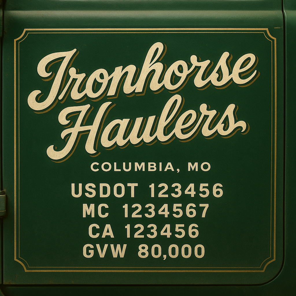 Custom Truck Door Lettering Sticker Decal Signs With Company Name, Location, USDOT, MC, CA, KYU, GVW & More | Create Your Own USDOT Truck Door Sign