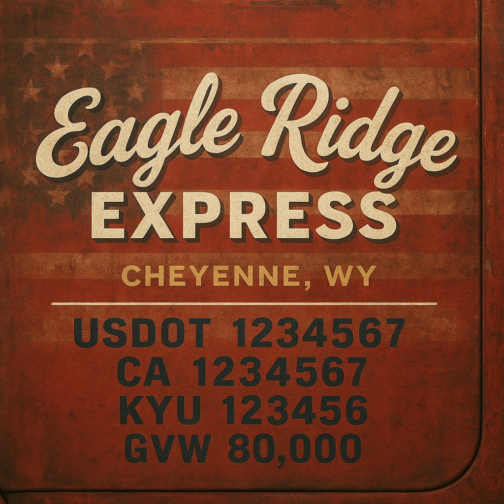Custom Truck Door Lettering Sticker Decal Signs With Company Name, Location, USDOT, MC, CA, KYU, GVW & More | Create Your Own USDOT Truck Door Sign