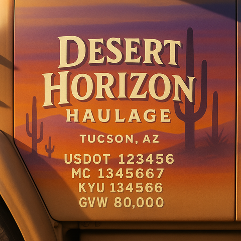 Custom Truck Door Lettering Sticker Decal Signs With Company Name, Location, USDOT, MC, CA, KYU, GVW & More | Create Your Own USDOT Truck Door Sign