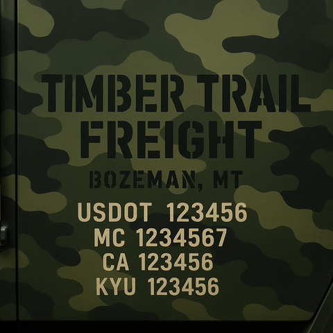 Custom Truck Door Lettering Sticker Decal Signs With Company Name, Location, USDOT, MC, CA, KYU, GVW & More | Create Your Own USDOT Truck Door Sign