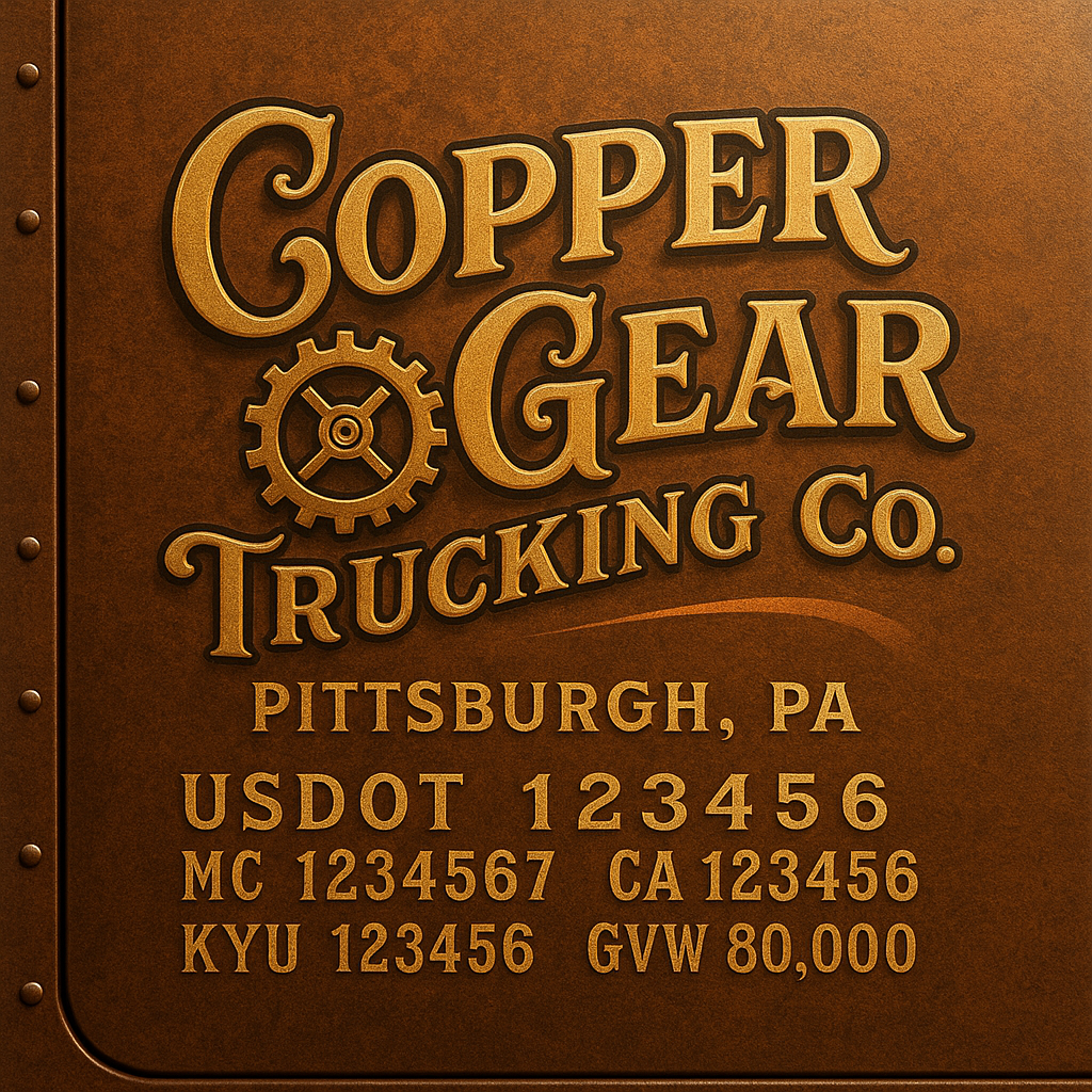 Custom Truck Door Lettering Sticker Decal Signs With Company Name, Location, USDOT, MC, CA, KYU, GVW & More | Create Your Own USDOT Truck Door Sign