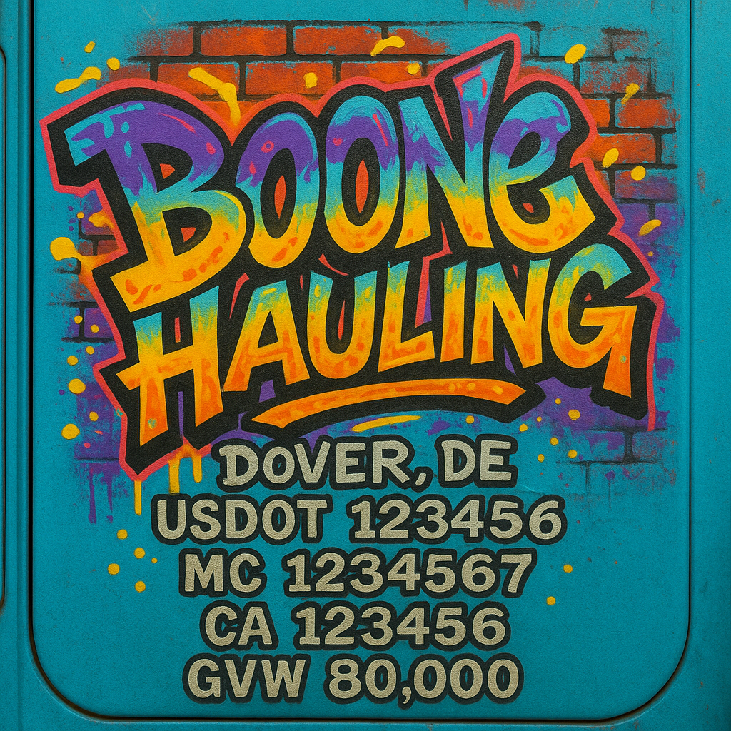 Custom Truck Door Lettering Sticker Decal Signs With Company Name, Location, USDOT, MC, CA, KYU, GVW & More | Create Your Own USDOT Truck Door Sign