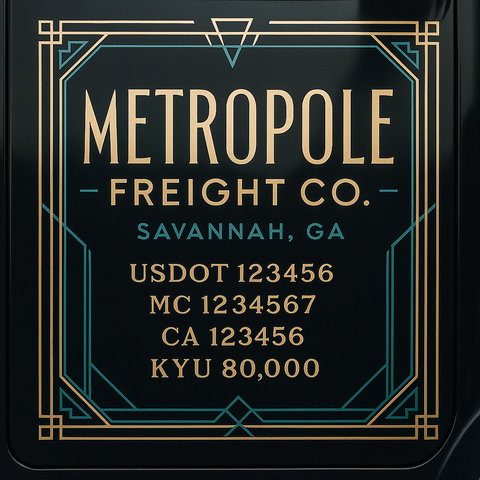 Custom Truck Door Lettering Sticker Decal Signs With Company Name, Location, USDOT, MC, CA, KYU, GVW & More | Create Your Own USDOT Truck Door Sign