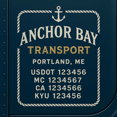 Custom Truck Door Lettering Sticker Decal Signs With Company Name, Location, USDOT, MC, CA, KYU, GVW & More | Create Your Own USDOT Truck Door Sign