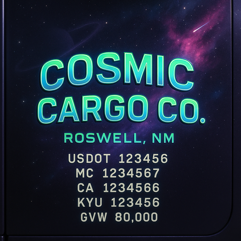 Custom Truck Door Lettering Sticker Decal Signs With Company Name, Location, USDOT, MC, CA, KYU, GVW & More | Create Your Own USDOT Truck Door Sign