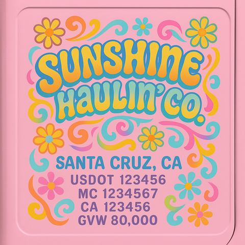 Custom Truck Door Lettering Sticker Decal Signs With Company Name, Location, USDOT, MC, CA, KYU, GVW & More | Create Your Own USDOT Truck Door Sign