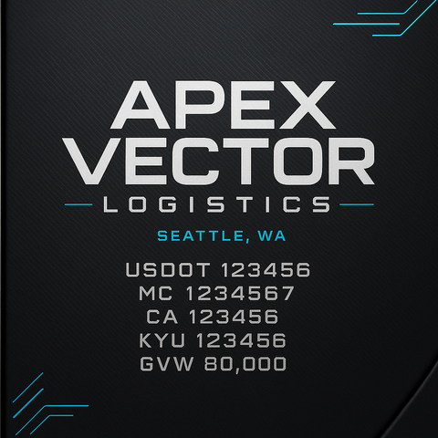 Custom Truck Door Lettering Sticker Decal Signs With Company Name, Location, USDOT, MC, CA, KYU, GVW & More | Create Your Own USDOT Truck Door Sign