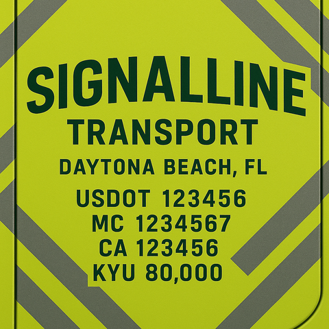 Custom Truck Door Lettering Sticker Decal Signs With Company Name, Location, USDOT, MC, CA, KYU, GVW & More | Create Your Own USDOT Truck Door Sign