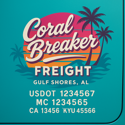 Custom Truck Door Lettering Sticker Decal Signs With Company Name, Location, USDOT, MC, CA, KYU, GVW & More | Create Your Own USDOT Truck Door Sign