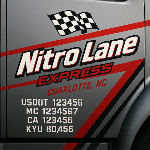Custom Truck Door Lettering Sticker Decal Signs With Company Name, Location, USDOT, MC, CA, KYU, GVW & More | Create Your Own USDOT Truck Door Sign