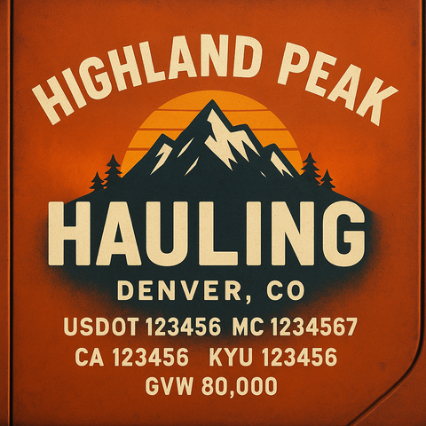 Custom Truck Door Lettering Sticker Decal Signs With Company Name, Location, USDOT, MC, CA, KYU, GVW & More | Create Your Own USDOT Truck Door Sign