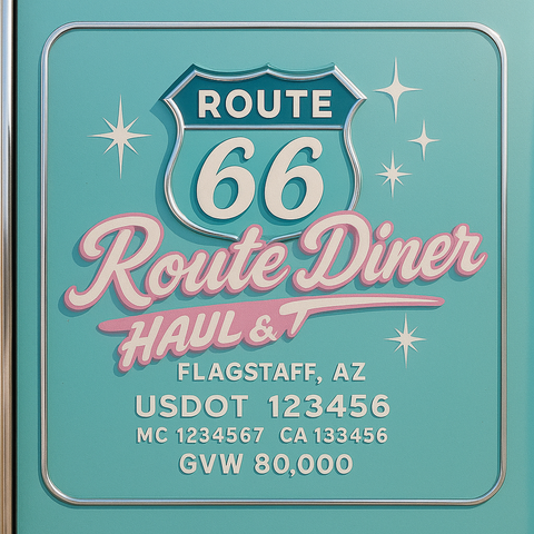 Custom Truck Door Lettering Sticker Decal Signs With Company Name, Location, USDOT, MC, CA, KYU, GVW & More | Create Your Own USDOT Truck Door Sign