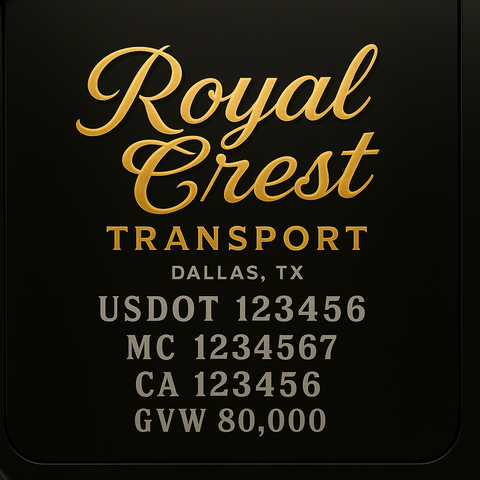 Custom Truck Door Lettering Sticker Decal Signs With Company Name, Location, USDOT, MC, CA, KYU, GVW & More | Create Your Own USDOT Truck Door Sign