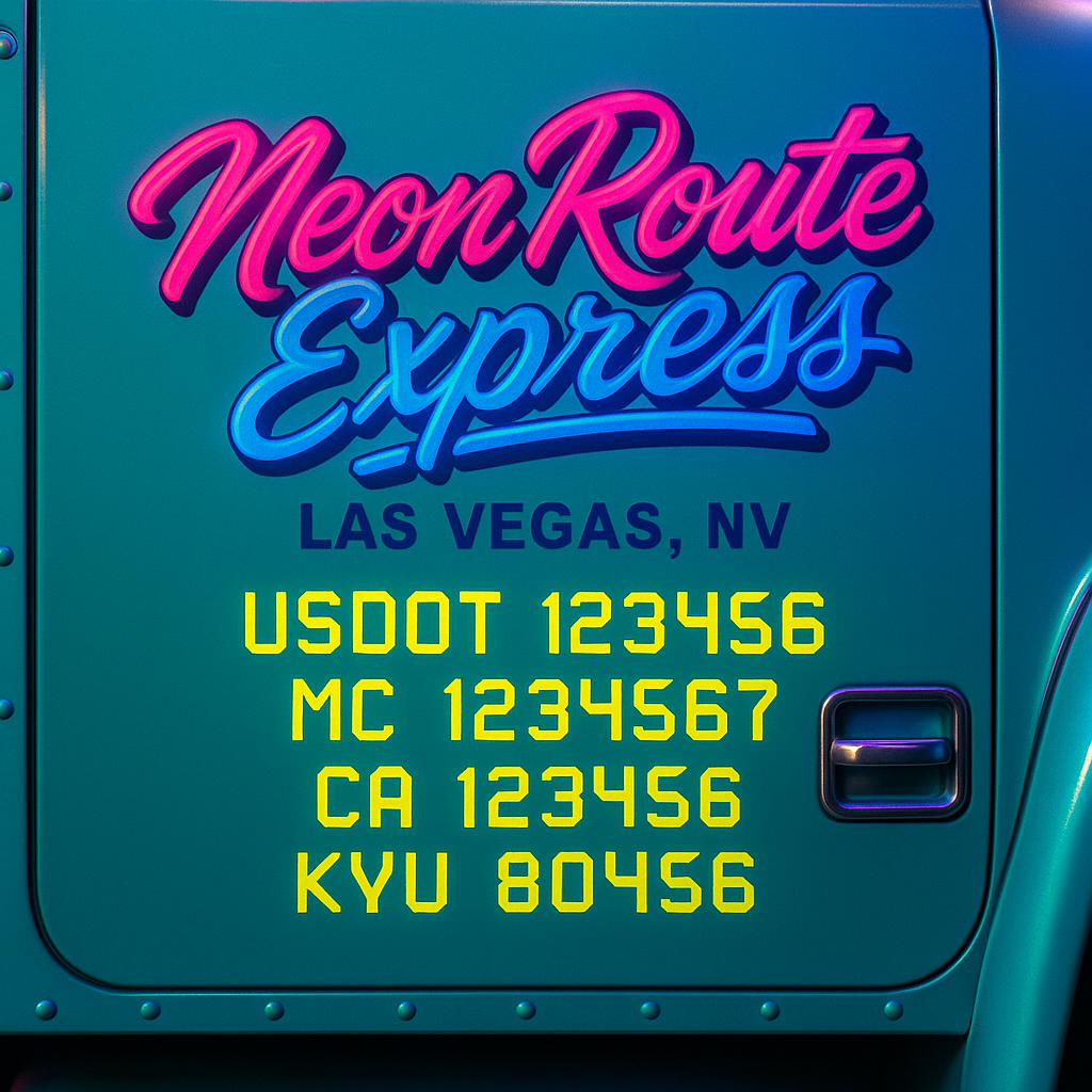 Custom Truck Door Lettering Sticker Decal Signs With Company Name, Location, USDOT, MC, CA, KYU, GVW & More | Create Your Own USDOT Truck Door Sign