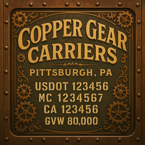 Custom Truck Door Lettering Sticker Decal Signs With Company Name, Location, USDOT, MC, CA, KYU, GVW & More | Create Your Own USDOT Truck Door Sign