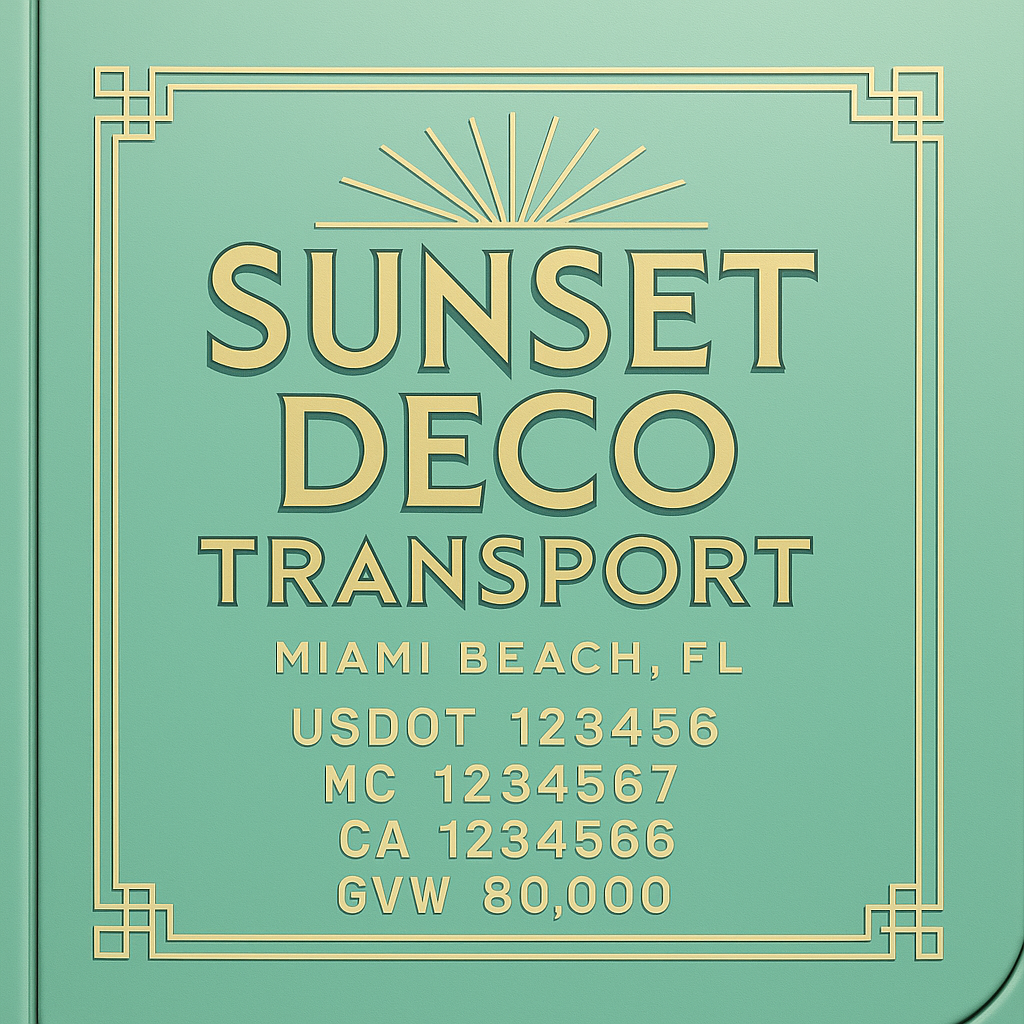 Custom Truck Door Lettering Sticker Decal Signs With Company Name, Location, USDOT, MC, CA, KYU, GVW & More | Create Your Own USDOT Truck Door Sign