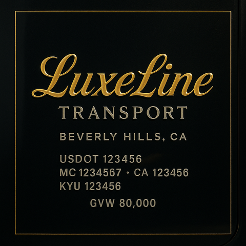 Custom Truck Door Lettering Sticker Decal Signs With Company Name, Location, USDOT, MC, CA, KYU, GVW & More | Create Your Own USDOT Truck Door Sign