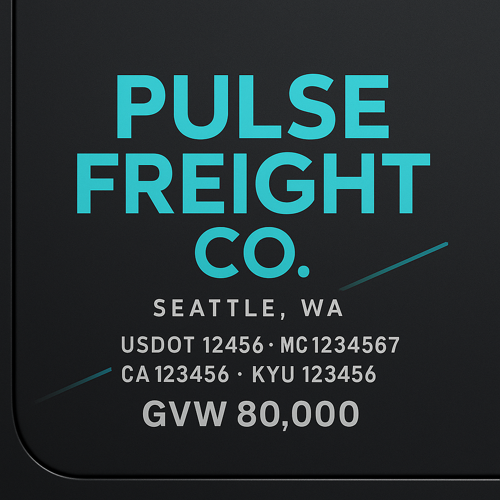 Custom Truck Door Lettering Sticker Decal Signs With Company Name, Location, USDOT, MC, CA, KYU, GVW & More | Create Your Own USDOT Truck Door Sign