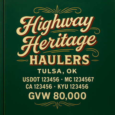 Custom Truck Door Lettering Sticker Decal Signs With Company Name, Location, USDOT, MC, CA, KYU, GVW & More | Create Your Own USDOT Truck Door Sign