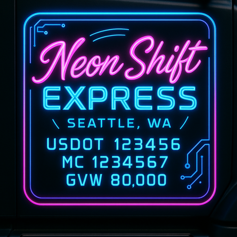 Custom Truck Door Lettering Sticker Decal Signs With Company Name, Location, USDOT, MC, CA, KYU, GVW & More | Create Your Own USDOT Truck Door Sign