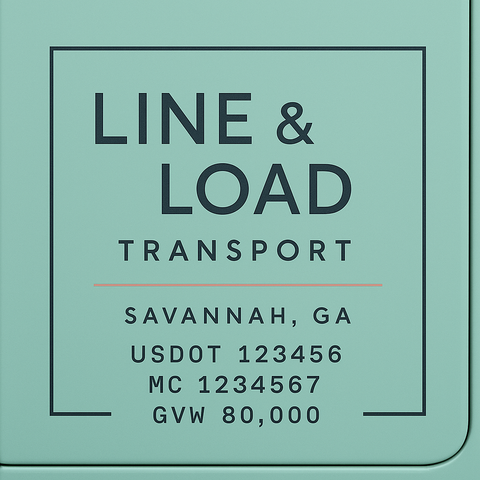 Custom Truck Door Lettering Sticker Decal Signs With Company Name, Location, USDOT, MC, CA, KYU, GVW & More | Create Your Own USDOT Truck Door Sign