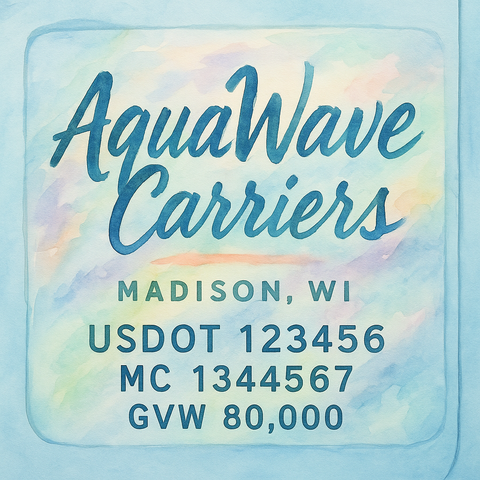 Custom Truck Door Lettering Sticker Decal Signs With Company Name, Location, USDOT, MC, CA, KYU, GVW & More | Create Your Own USDOT Truck Door Sign