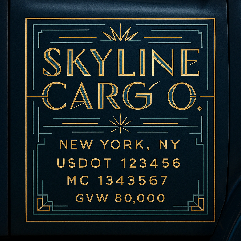 Custom Truck Door Lettering Sticker Decal Signs With Company Name, Location, USDOT, MC, CA, KYU, GVW & More | Create Your Own USDOT Truck Door Sign