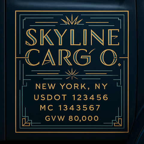 Custom Truck Door Lettering Sticker Decal Signs With Company Name, Location, USDOT, MC, CA, KYU, GVW & More | Create Your Own USDOT Truck Door Sign