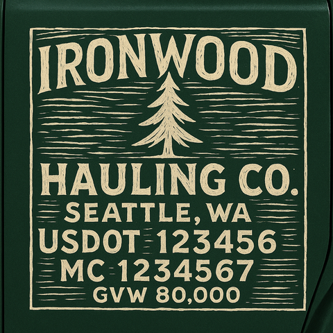 Custom Truck Door Lettering Sticker Decal Signs With Company Name, Location, USDOT, MC, CA, KYU, GVW & More | Create Your Own USDOT Truck Door Sign