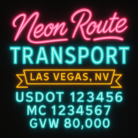 Custom Truck Door Lettering Sticker Decal Signs With Company Name, Location, USDOT, MC, CA, KYU, GVW & More | Create Your Own USDOT Truck Door Sign