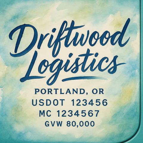 Custom Truck Door Lettering Sticker Decal Signs With Company Name, Location, USDOT, MC, CA, KYU, GVW & More | Create Your Own USDOT Truck Door Sign