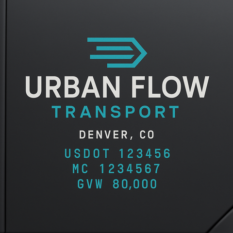 Custom Truck Door Lettering Sticker Decal Signs With Company Name, Location, USDOT, MC, CA, KYU, GVW & More | Create Your Own USDOT Truck Door Sign