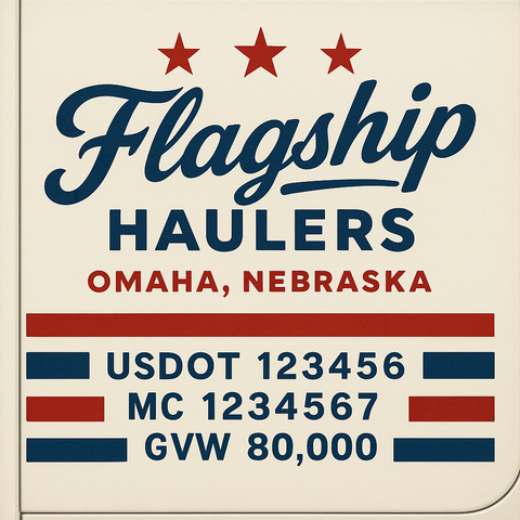 Custom Truck Door Lettering Sticker Decal Signs With Company Name, Location, USDOT, MC, CA, KYU, GVW & More | Create Your Own USDOT Truck Door Sign