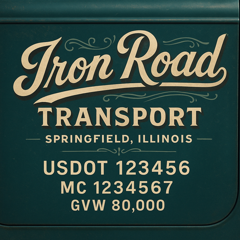 Custom Truck Door Lettering Sticker Decal Signs With Company Name, Location, USDOT, MC, CA, KYU, GVW & More | Create Your Own USDOT Truck Door Sign