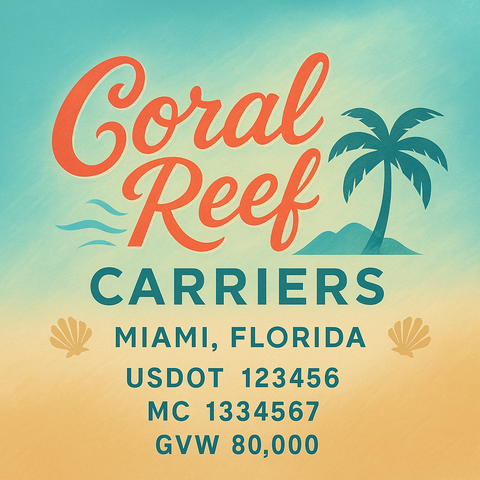 Custom Truck Door Lettering Sticker Decal Signs With Company Name, Location, USDOT, MC, CA, KYU, GVW & More | Create Your Own USDOT Truck Door Sign