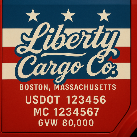 Custom Truck Door Lettering Sticker Decal Signs With Company Name, Location, USDOT, MC, CA, KYU, GVW & More | Create Your Own USDOT Truck Door Sign