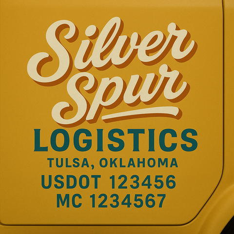 Custom Truck Door Lettering Sticker Decal Signs With Company Name, Location, USDOT, MC, CA, KYU, GVW & More | Create Your Own USDOT Truck Door Sign